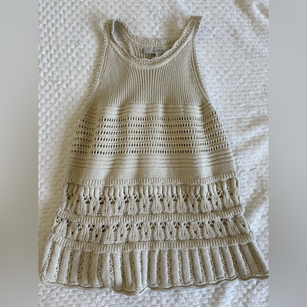 LOFT Cream Knit Tank